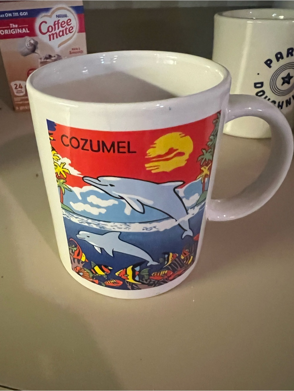 Cozumel Dolphin Scenic White Ceramic Coffee Mug